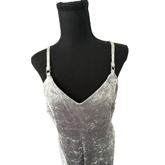 Calvin Klein Silver Crushed Velvet Slip Maxi Dress Y2K 90 Minimalist Party 10 H4 - Picture 2 of 10